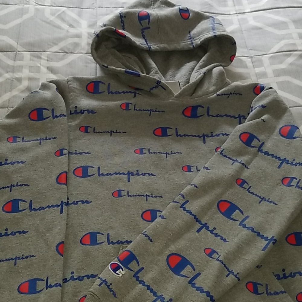 Champion Gray Hoodie, Size Large for Boys